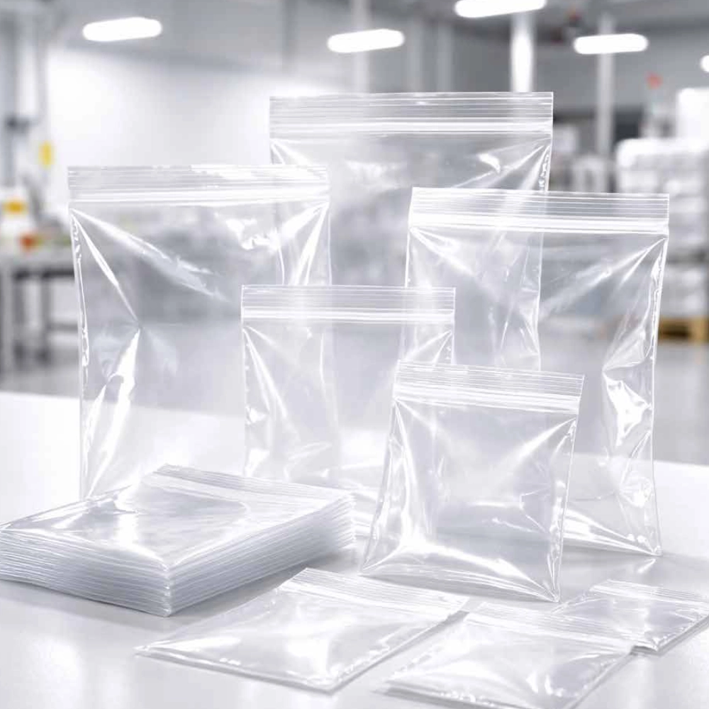 Zip-lock bags for food storage and household use.